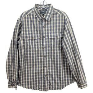 Eddie Bauer Men's Size L Plaid Flannel Shirt Long Sleeve Button Down Classic Fit